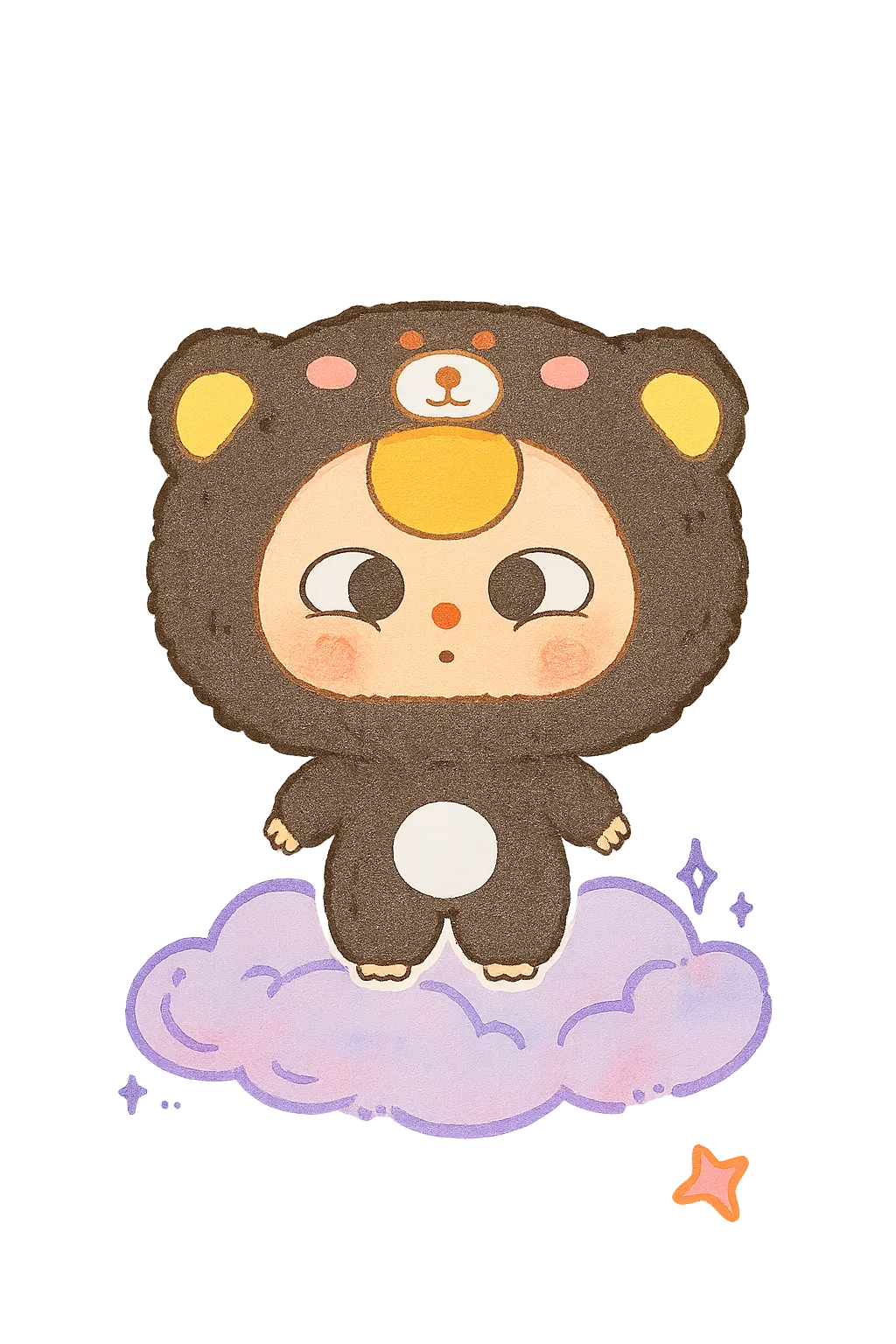 Baby Three Big Head Zipper Bag