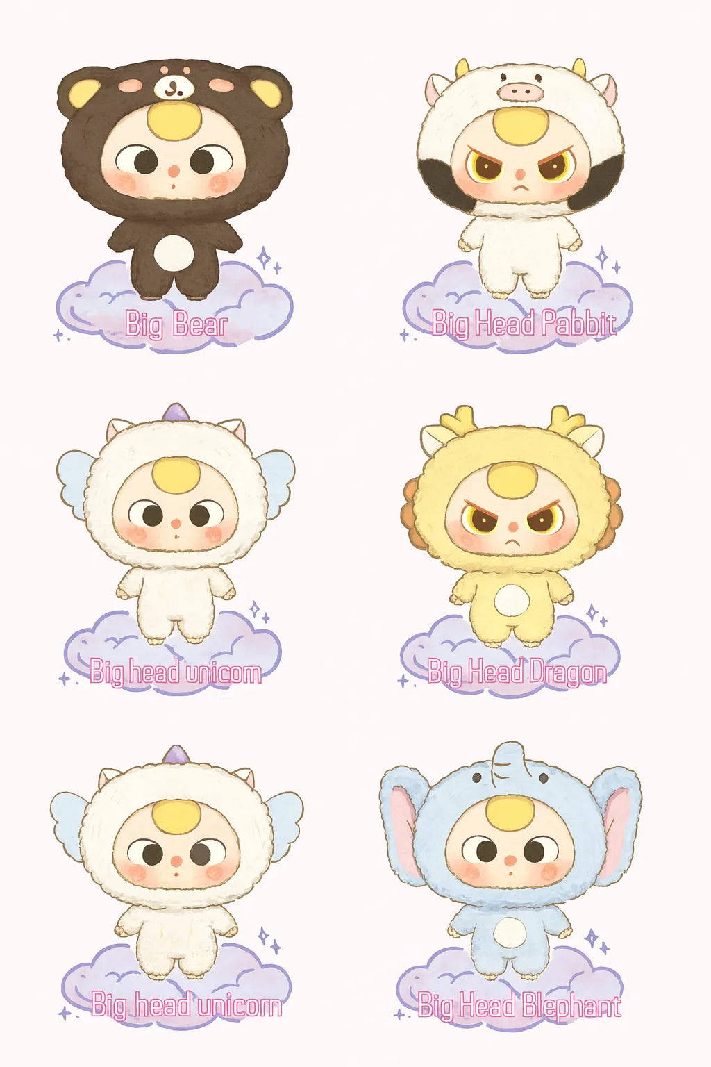 Baby Three Big Head Zipper Bag